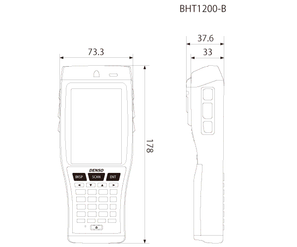 Denso BHT-1200B-CE數據采集器尺寸圖